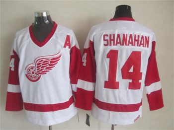 Vintage Detroit Red Wings #14 SHANAHAN Stitched White-Red Hockey Jersey Throwback Edition