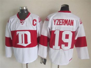Vintage Detroit Red Wings #19 YZERMAN Stitched White-Red Hockey Jersey Throwback Edition