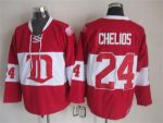 Vintage Detroit Red Wings #24 CHELIOS Stitched Red-White Hockey Jersey