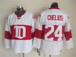 Vintage Detroit Red Wings #24 CHELIOS Stitched White-Red Hockey Jersey Throwback Edition (2)