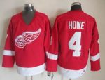 Vintage Detroit Red Wings #4 HOWE Stitched Red Hockey Jersey