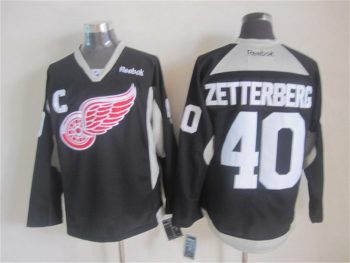 Vintage Detroit Red Wings #40 ZETTERBERG Stitched Black-Grey Hockey Jersey