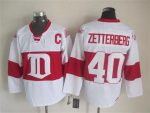 Vintage Detroit Red Wings #40 ZETTERBERG Stitched White-Red Hockey Jersey Throwback Edition