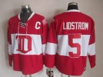 Vintage Detroit Red Wings #5 LIDSTROM Stitched Red-White Hockey Jersey
