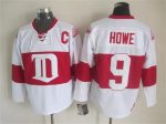 Vintage Detroit Red Wings #9 HOWE Stitched White-Red Hockey Jersey Throwback Edition
