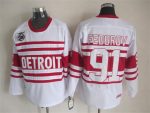 Vintage Detroit Red Wings #91 FEDOROV Stitched White-Red Hockey Jersey