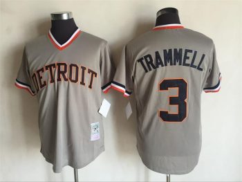 Vintage Detroit Tigers #3 Alan Trammell Stitched Gray Baseball Jersey Throwback Edition