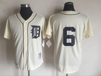 Vintage Detroit Tigers #6 Al Kaline Stitched Cream Pinstripe Baseball Jersey Throwback Edition