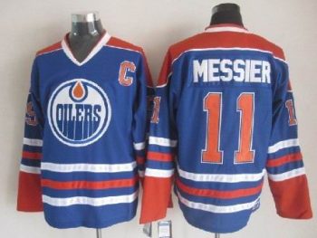 Vintage Edmonton Oilers #11 MESSIER Stitched Blue-Orange Hockey Jersey Throwback Edition