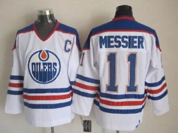 Vintage Edmonton Oilers #11 MESSIER Stitched White-Blue-Red Hockey Jersey Throwback Edition