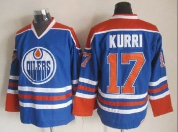 Vintage Edmonton Oilers #17 KURRI Stitched Blue-Orange Hockey Jersey Throwback Edition
