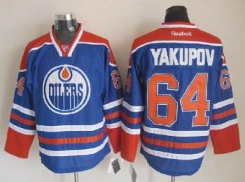 Vintage Edmonton Oilers #64 YAKUPOV Stitched Blue-Orange Hockey Jersey Throwback Edition
