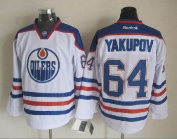 Vintage Edmonton Oilers #64 YAKUPOV Stitched White-Blue-Red Hockey Jersey Throwback Edition