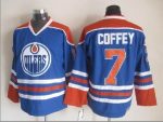 Vintage Edmonton Oilers #7 COFFEY Stitched Blue-Orange Hockey Jersey Throwback Edition
