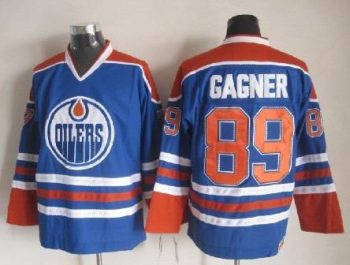 Vintage Edmonton Oilers #89 GAGNER Stitched Blue-Orange Hockey Jersey Throwback Edition