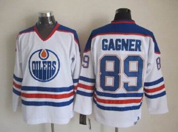 Vintage Edmonton Oilers #89 GAGNER Stitched White-Blue-Red Hockey Jersey Throwback Edition