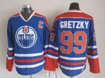 Vintage Edmonton Oilers #99 GRETZKY Stitched Blue-Orange Hockey Jersey Throwback Edition (2)