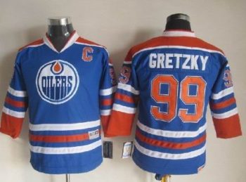 Vintage Edmonton Oilers #99 GRETZKY Stitched Blue-Orange Hockey Jersey Throwback Edition