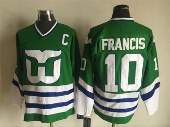Vintage Hartford Whalers #10 FRANCIS Stitched Green-White-Blue Hockey Jersey Throwback Edition (2)