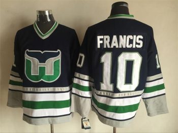 Vintage Hartford Whalers #10 FRANCIS Stitched Navy-White-Green Hockey Jersey Throwback Edition