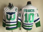 Vintage Hartford Whalers #10 FRANCIS Stitched White-Green-Blue Hockey Jersey Throwback Edition