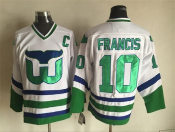 Vintage Hartford Whalers #10 FRANCIS Stitched White-Green-Blue Hockey Jersey Throwback Edition