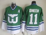 Vintage Hartford Whalers #11 DINEEN Stitched Green-White-Blue Hockey Jersey Throwback Edition