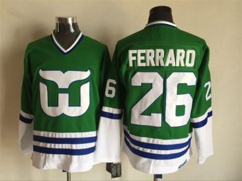 Vintage Hartford Whalers #26 FERRARO Stitched Green-White-Blue Hockey Jersey Throwback Edition