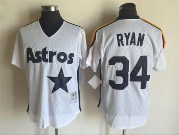Vintage Houston Astros #34 Nolan Ryan Stitched White Black Baseball Jersey Throwback Edition