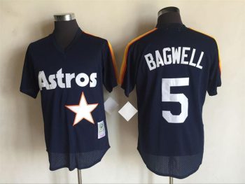 Vintage Houston Astros #5 Jeff Bagwell Stitched Navy Blue Baseball Jersey Throwback Edition