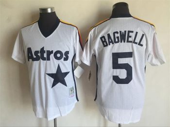Vintage Houston Astros #5 Jeff Bagwell Stitched White Black Baseball Jersey Throwback Edition