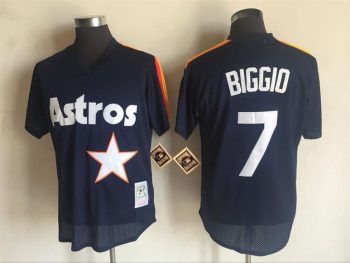 Vintage Houston Astros #7 Craig Biggio Stitched Navy Blue Baseball Jersey Throwback Edition