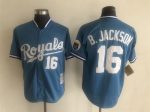 Vintage Kansas City Royals #16 Bo Jackson Stitched Light Blue Baseball Jersey Throwback Edition (2)