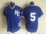 Vintage Kansas City Royals #5 George Brett Stitched Royal Blue Mesh Baseball Jersey Throwback Edition