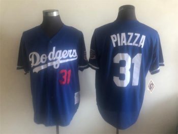 Vintage Los Angeles Dodgers #31 Mike Piazza Stitched Blue Mesh Baseball Jersey Throwback Edition