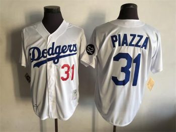 Vintage Los Angeles Dodgers #31 Mike Piazza Stitched White Baseball Jersey Throwback Editio