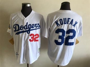 Vintage Los Angeles Dodgers #32 Sandy Koufax Stitched White Baseball Jersey Throwback Edition