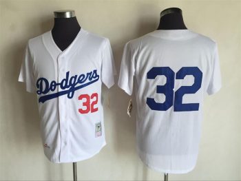 Vintage Los Angeles Dodgers #32 Stitched White Baseball Jersey Throwback Edition
