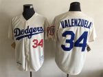 Vintage Los Angeles Dodgers #34 Fernando Valenzuela Stitched Cream Baseball Jersey Throwback Edition