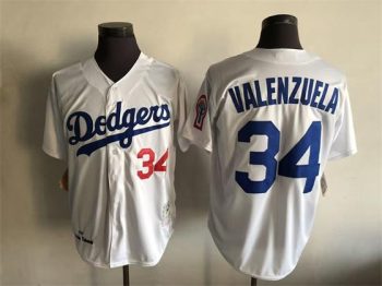 Vintage Los Angeles Dodgers #34 Fernando Valenzuela Stitched White Baseball Jersey Throwback Edition