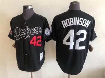 Vintage Los Angeles Dodgers #42 Jackie Robinson Stitched Black Baseball Jersey Throwback Edition