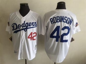 Vintage Los Angeles Dodgers #42 Jackie Robinson Stitched White Baseball Jersey Throwback Edition