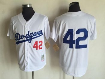 Vintage Los Angeles Dodgers #42 Stitched White Baseball Jersey Throwback Edition