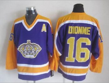 Vintage Los Angeles Kings #16 DIONNE Stitched Purple-Yellow-White Hockey Jersey Throwback Edition