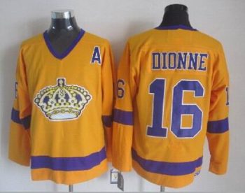 Vintage Los Angeles Kings #16 DIONNE Stitched Yellow-Purple Hockey Jersey Throwback Edition (2)