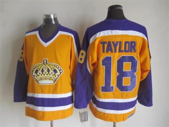 Vintage Los Angeles Kings #18 TAYLOR Stitched Yellow-Purple-White Hockey Jersey Throwback Edition