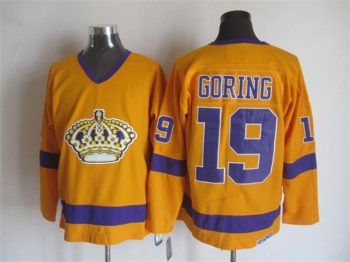 Vintage Los Angeles Kings #19 GORING Stitched Yellow-Purple Hockey Jersey Throwback Edition