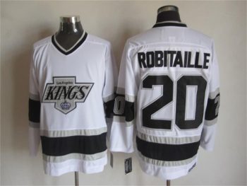 Vintage Los Angeles Kings #20 ROBITAILLE Stitched Black-White-Grey Hockey Jersey Throwback Edition