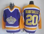 Vintage Los Angeles Kings #20 ROBITAILLE Stitched Purple-Yellow-White Hockey Jersey Throwback Edition