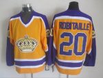 Vintage Los Angeles Kings #20 ROBITAILLE Stitched Yellow-Purple-White Hockey Jersey Throwback Edition